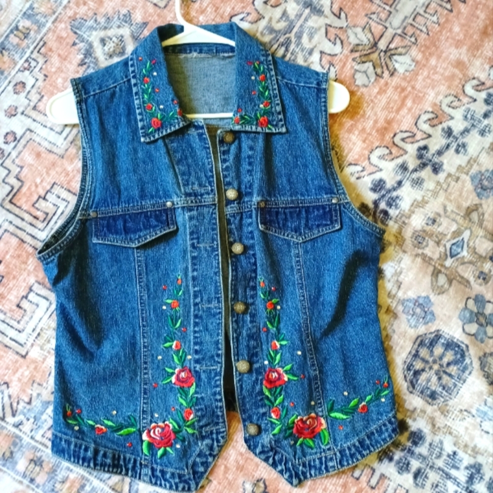 VINTAGE Denim Embroidered Vest